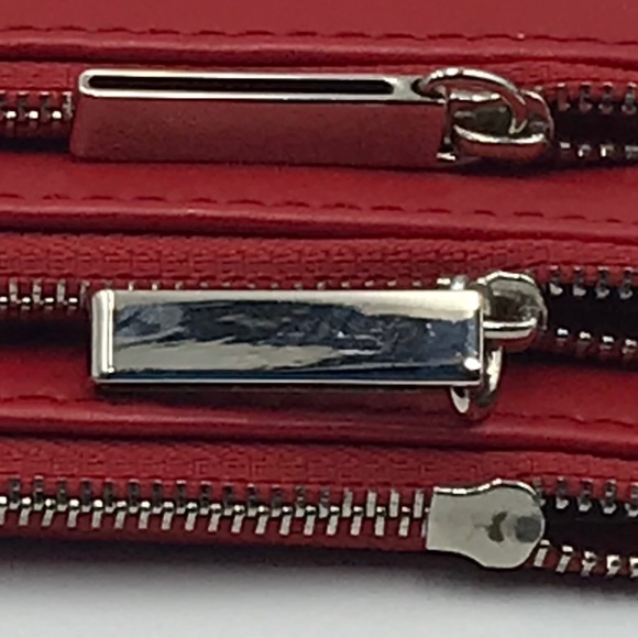 Nine West Red 3 Zippered Compartment Clutch Purse/1 Pull Tab For Zipper Missing - Picture 8 of 9